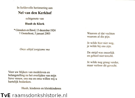 Nel van den Kerkhof- Huub de Klerk